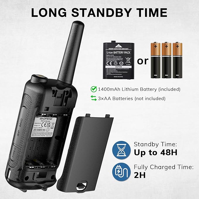 Baofeng BF-33C Walkie Talkies for Kids Rechargeable Battery, Long Range FRS Two-Way Radios, VOX, Dual Watch, USB-C Charging, NOAA, Call Tone, Flashlight, for Outdoor Play & Family Adventures, 3 Pack