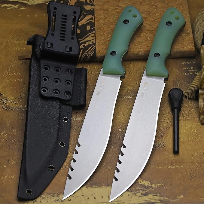 13.4-inch DC53 steel full tang hunting knife + K sheath. Suitable for camping, hiking, hunting and as daily carry equipment for handicrafts. (G10 - Minimalist Luxury Style A)