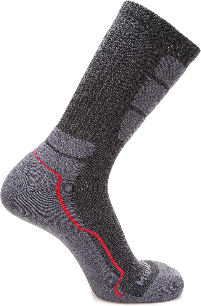 MIRMARU Men's 5 Pairs Hiking Outdoor Trail Running Trekking Moisture Wicking Cushion Crew Socks