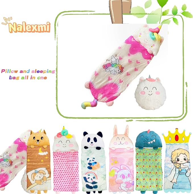 Sleeping Bag for Kids, Preschool Nap Mat, Toddler Sleeping Bag with Pillow for Daycare, Ages 3+, Large Size