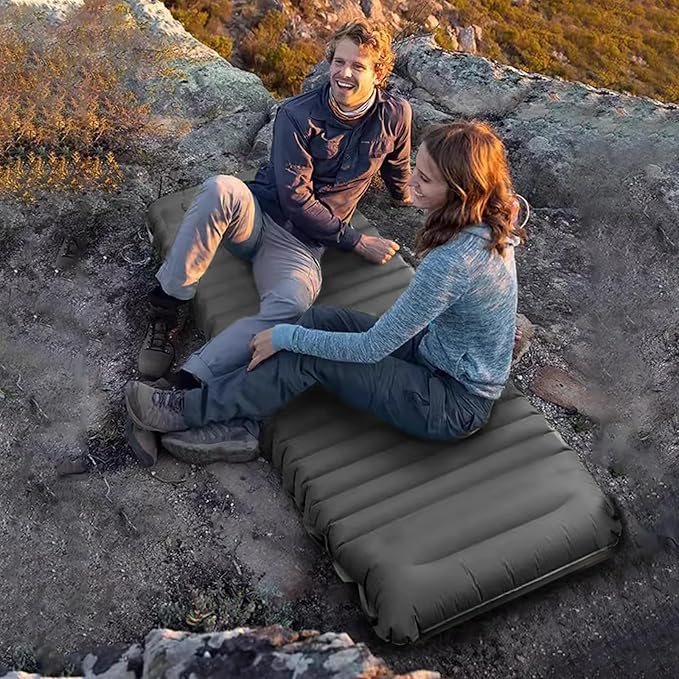 Ergocar Camping Sleeping Pad, Thick -Fledgling Sleeping Pad, Built -in Foot Pump, Lightweight Wild Camp Inflatable Mattress, Waterproof Nylon Fabric, Suitable for Camping, Backpack, Hiking Travel