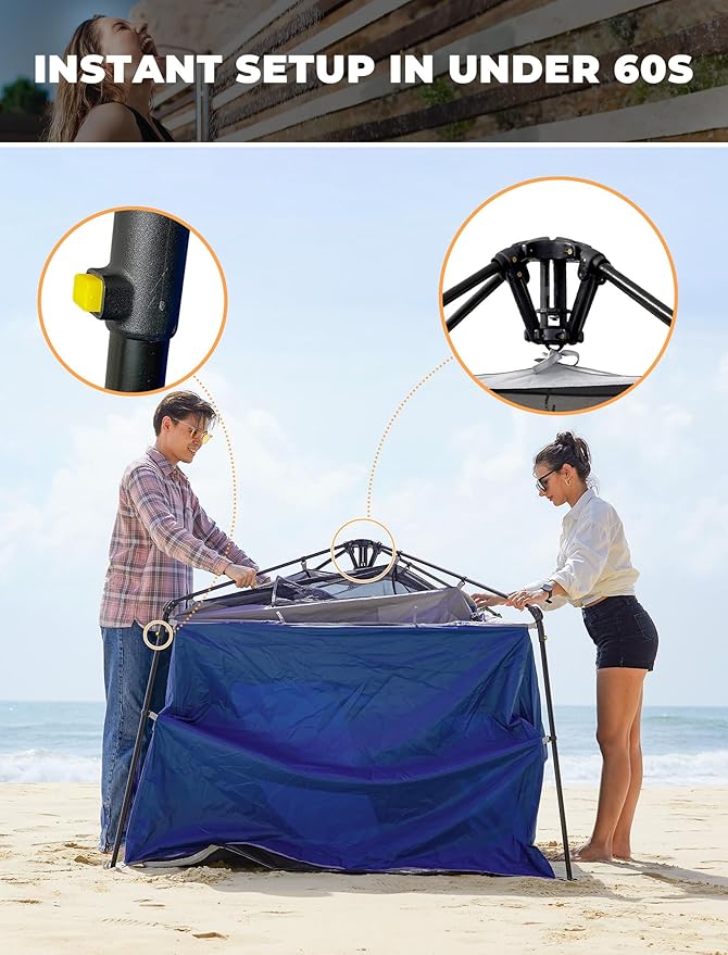 KingCamp Instant Shower Tent, Portable Superior Stable Privacy Shelter, Large Room Outdoor Toilet Tent with Floor for Beach, Camping & Hiking, Setup in Under 60s