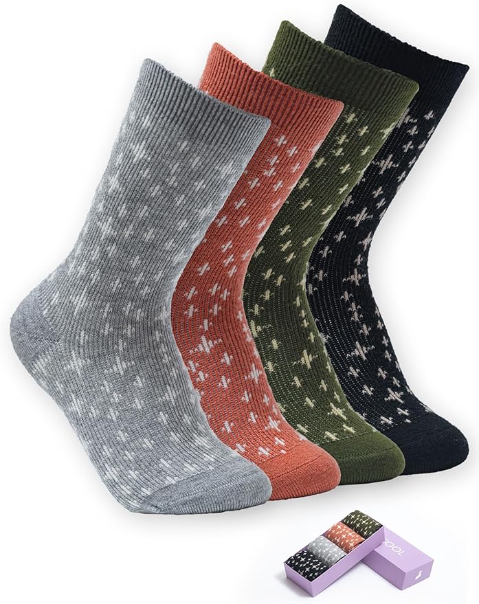 Womens Merino Wool Socks Cozy Warm Hiking Boot Socks Gifts for women,4 Pairs(Size 5-10)