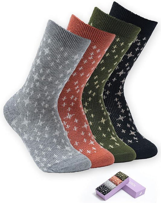 Womens Merino Wool Socks Cozy Warm Hiking Boot Socks Gifts for women,4 Pairs(Size 5-10)