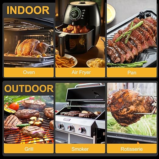 EIHO Wireless Bluetooth Meat Thermometer with 2 Ultra-Thin Probes, Smart Digital Food Thermometer 600FT Remote Range, Standalone Smart Base for Grill Smoker Roast Oven, Cooking Gifts