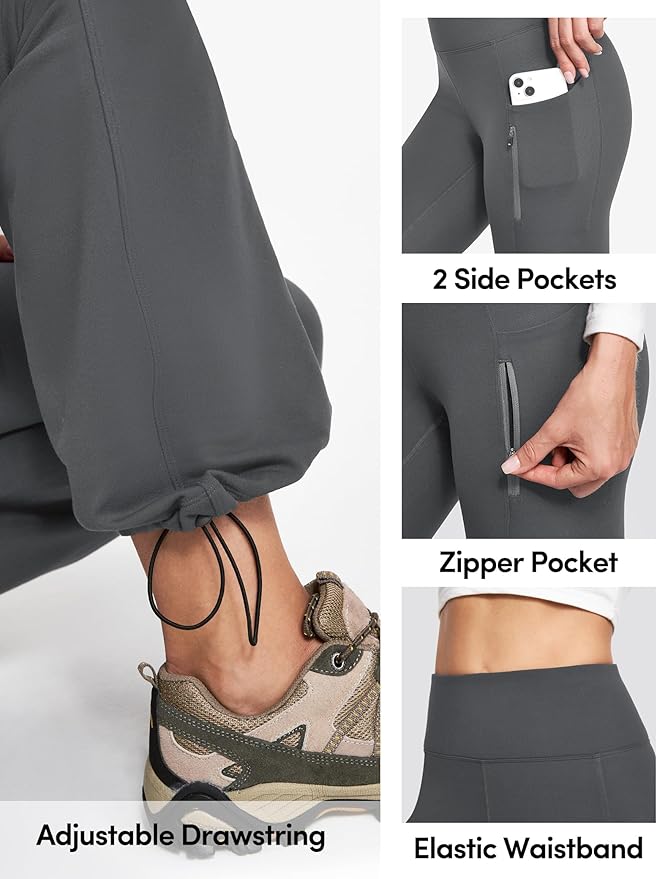 IUGA Fleece Lined Pants Women Water Resistant Hiking Pants Winter Flare Leggings with Pockets Bootcut Thermal