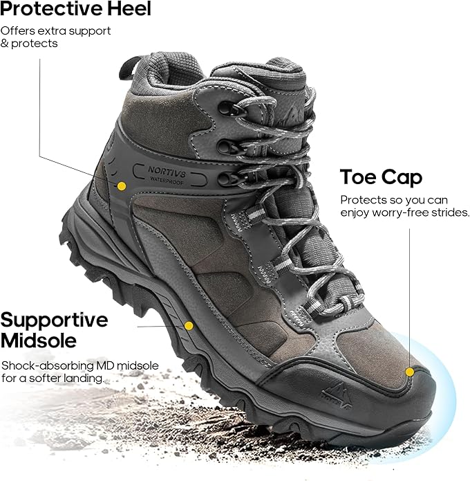 NORTIV 8 Men's Waterproof Hiking Boots Outdoor Mid Trekking Lightweight Mountaineering Shoes Paladin
