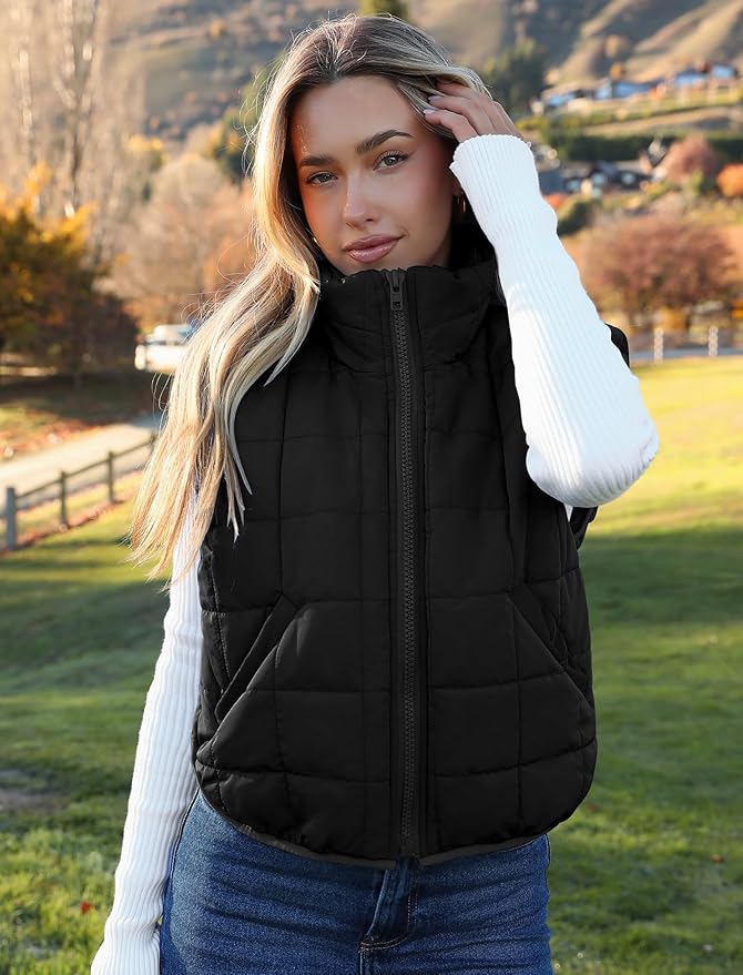 Zeagoo Womens Puffer Vest Ladies Sleeveless Zip Up Outerwear Warm Puffer Lightweight Down all Winter Jackets Coats 2025