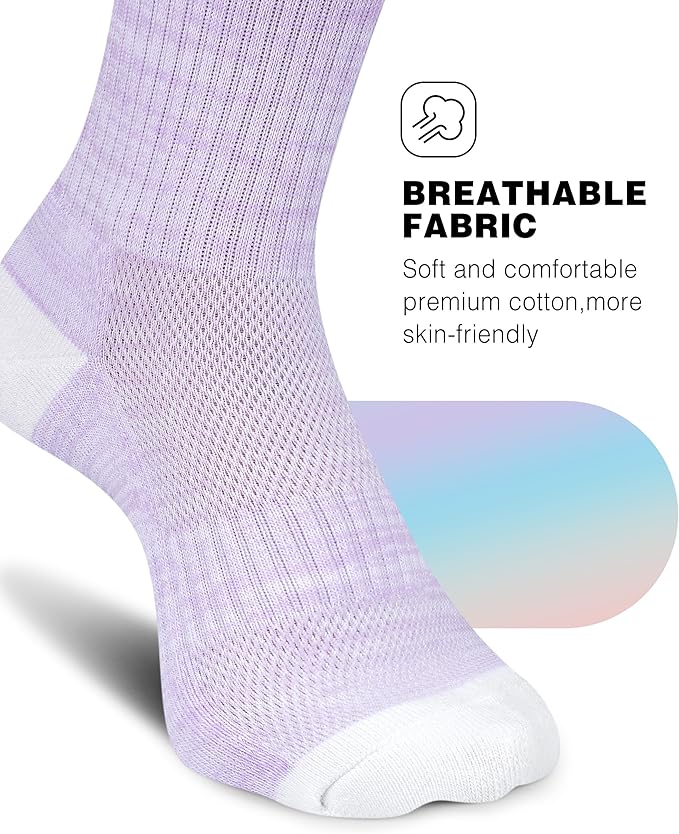 Crew Socks for Women,Athletic Hiking Running Compression Socks with Cushioned Support 3-6 Pairs