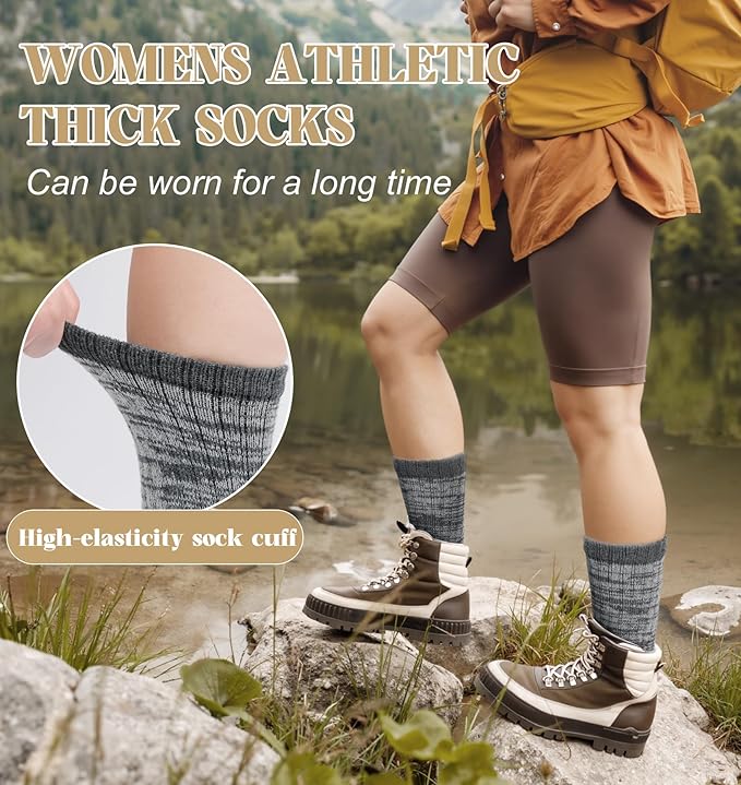 Justay 4 Pairs Merino Wool Socks for Women, Hiking Thermal Warm Winter Cozy Thick Boot Socks for Women Gifts