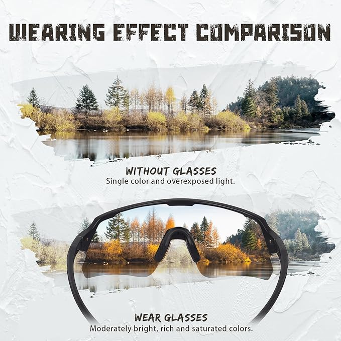 Polarized Cycling Glasses for Men Women Youth, UV400 Mountain Bike Sunglasses for Bicycle Mtb Running Fishing Baseball