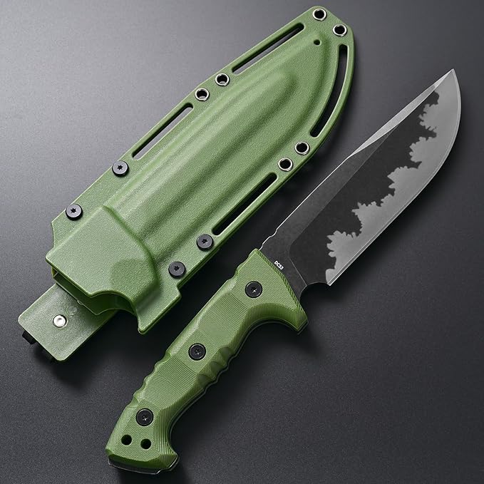GTK7 Fixed Blade Knife DC53 Steel Blade Full Tang Nylon Fiberglass Handle EDC Fixed Knifes for Outdoor Camping Hunting (green)