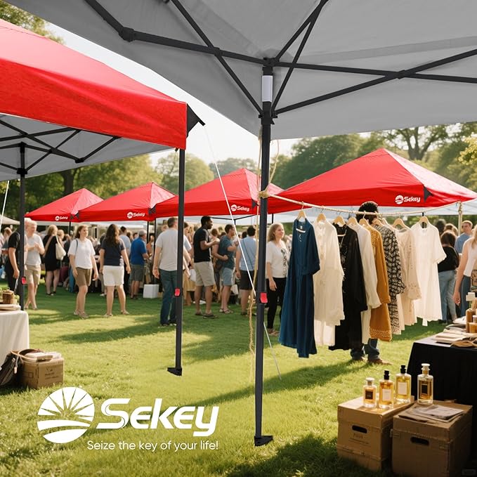 Sekey 10x10 Pop Up Canopy with One Push Setup-Easy Up Canopy with 99% UV Blocking - Instant Outdoor Sun Shade for Events, Parties, Camping- Commercial Gazebo with Weight Bags,Wind Proof&Waterproof