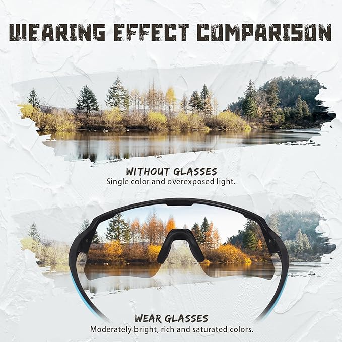 Polarized Cycling Glasses for Men Women Youth, UV400 Mountain Bike Sunglasses for Bicycle Mtb Running Fishing Baseball