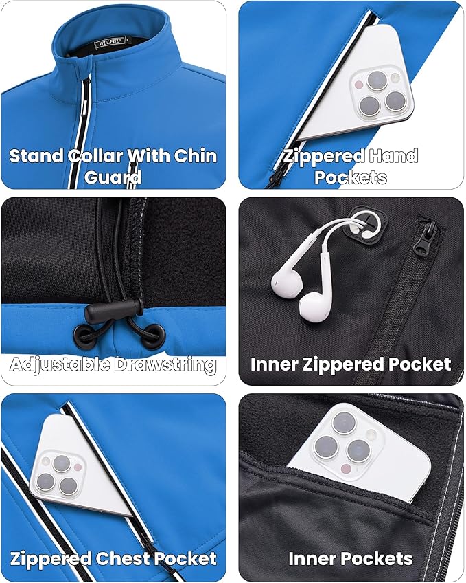 WULFUL Men's Windproof Lightweight Golf Vest Outerwear with Pockets, Softshell Sleeveless Jacket for Travel Hiking Running