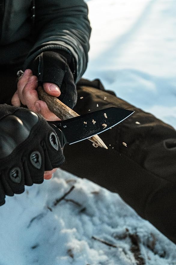 Holtzman's Gorilla Survival - The Clip Point Folding Pocket Knife (Black+Orange) - D2 Steel Blade - Tactical EDC Knife with G10 Handle & Pocket Clip