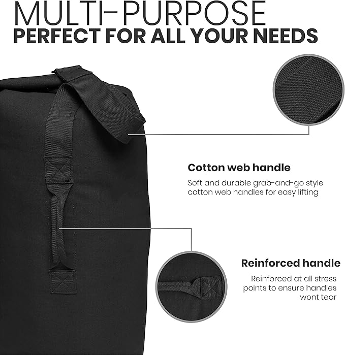 WHITEDUCK 30"x50" (737L) Top Load Canvas Duffel Bag – Military-Grade, Tear-Proof & Weatherproof, Heavy Duty for Travel, Outdoors & Military Use, with Padlock Compatibility, 5 Colors