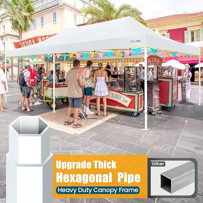 HOTEEL 13x26 Heavy Duty Pop Up Canopy Tent for Parties Event Wedding Commercial Instant Gazebo with Roller Bag, Party Tent Waterproof UV 50+&Windproof, Upgraded Thick Hexagonal Legs, White