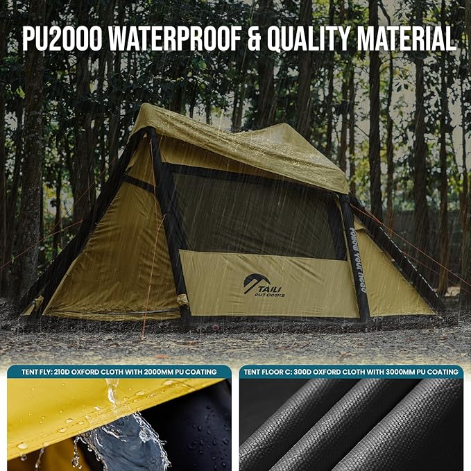 TAILI Inflatable Blow Up Tent for Camping with Hand Pump for 2/3/4/6 Person, Easy Setup Outdoor Inflatable Oxford Waterproof Air Tent House for Family Camping Adult