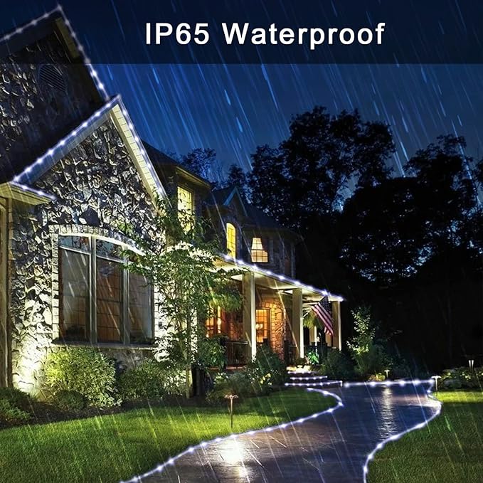 JMEXSUSS 200 LED Solar Rope Lights for Pool, 72ft 8 Modes Solar Rope Lights Outdoor Waterproof LED Solar Powered Rope Tube Fairy Lights for Fence,Gazebo,Yard,Walkway,Path,Garden Decor(White)