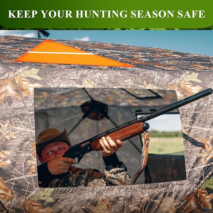Blaze Orange Safety Panel, 4Pcs Triangle Magnetic Hunting Safety Panel with Reflective Strips 12 Magnetic Buttons 1 Storage Bag Hunting Blind Accessories for Outdoor Hunting Blind Tents