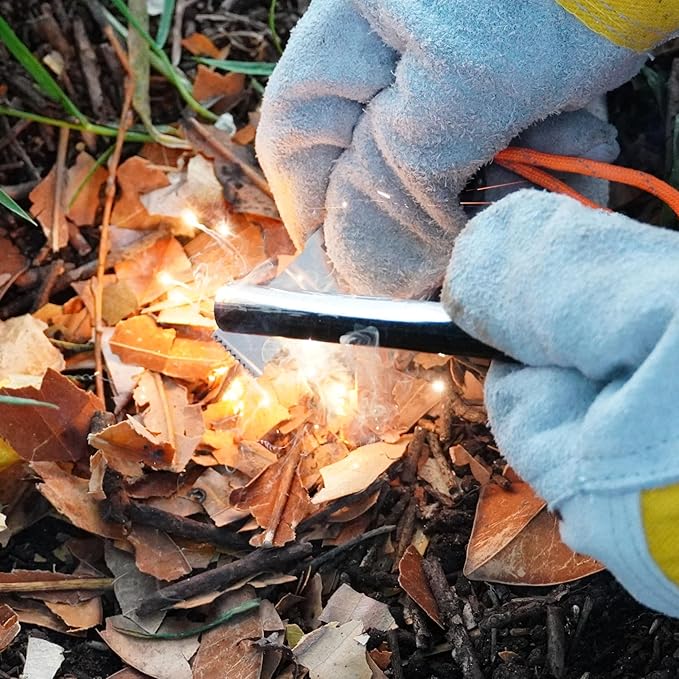 Classic Heavy-Duty Super-Duty Ferro Rod Fire Starter with Premium Ferrocerium Rod Superb Carbon Alloy Steel Striker 550 Paracord Lanyard Handle for Camping Emergency Survival Hiking BBQ EDC