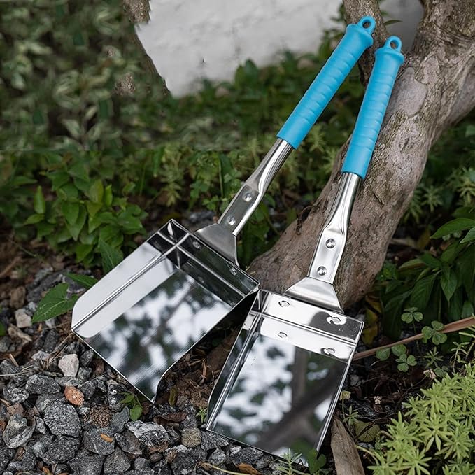 SoloWilder Ash Shovel for Fire Pit & Fireplace - Gardening Tool, Charcoal Scoop - 14.6" Blue