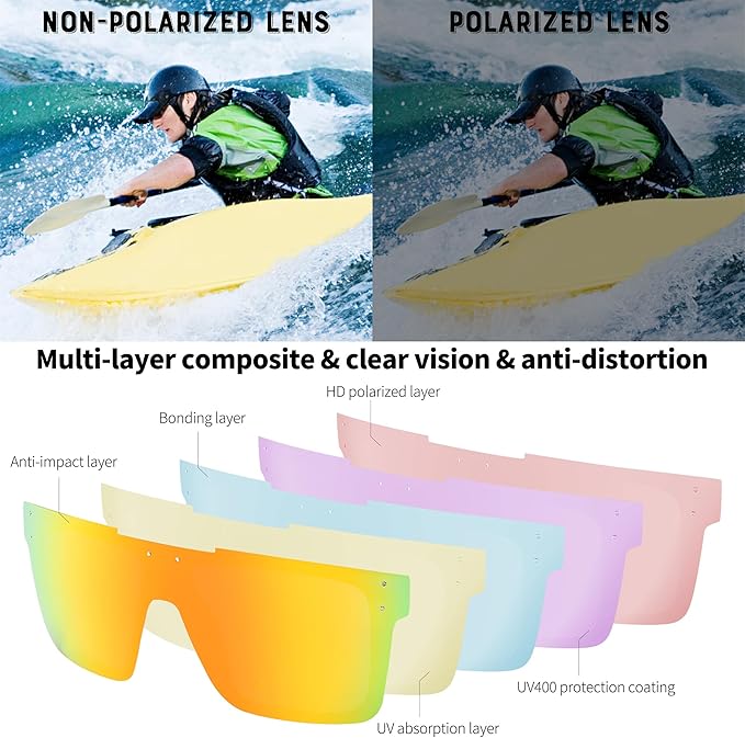 FEISEDY Men Sunglasses Polarized Oversized Square Flat Top Cycling Running Fishing Golf Hiking Sports B2990