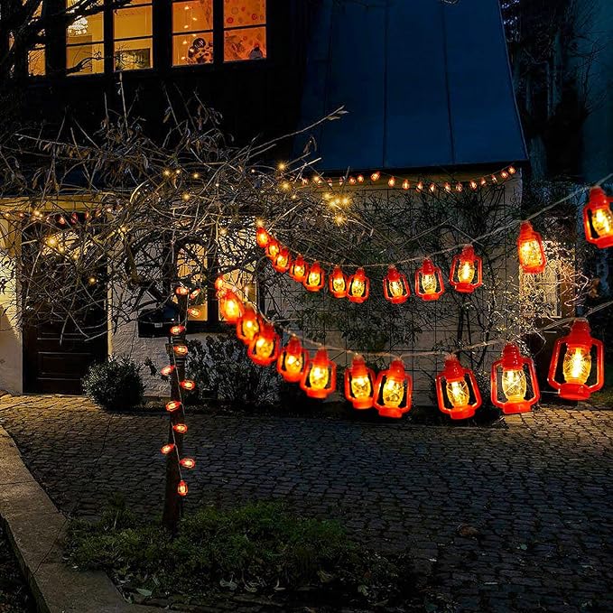 AceList 30 LED Red Lantern String Lights for Bedroom Patio Garden Holiday Home Indoor Decorations, Mini Kerosene Lights String (Warm White Light)