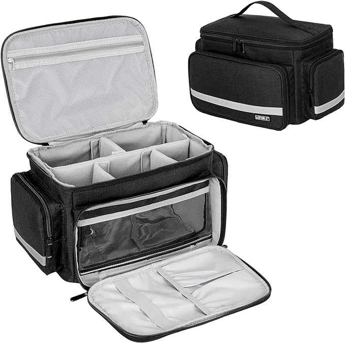 Medical Bag,First Aid Bag Empty,Home Health Nurse Storage,Pill Bottle Organizer Box,Emergency Medical Supplies Tote with Detachable Divider for Home,Travel(Black)