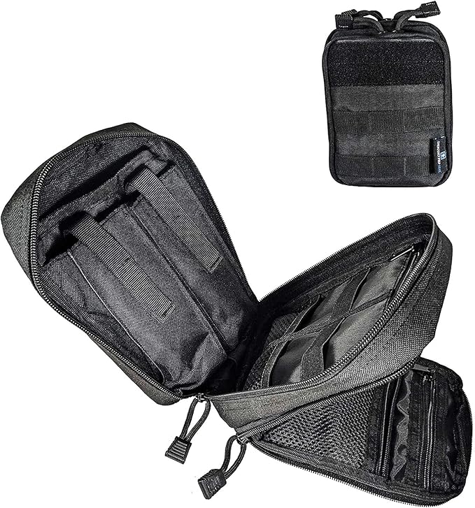 EPG Tactical EDC Organizer, Molle Utility Pouch - First Aid Black Backpack Organizer, Small, Modular Survival Bag