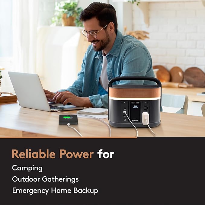 Duracell G350 Portable Power Station – Backup Power for Camping, Home, Emergency Use – 350W Lithium-Ion Battery, AC Outlets, USB-A & USB-C Ports, Solar Powered Capability (Panel Sold Separately)