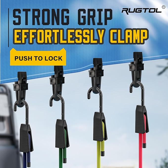 Bungee Cords with Hooks, 30pcs Assortment Heavy Duty Outdoor with 24'' 36'' 48'' 60'' Adjustable Bungee Cords, 8'' J Hooks Cord, 4" Canopy Tarp Ball Ties and Tarp Clips Drawstring Organizer Bag