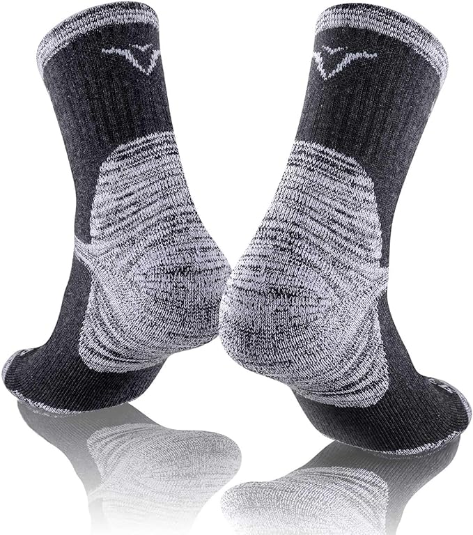 FEIDEER Men's Hiking Walking Socks, Multi-pack Wicking Cushioned Outdoor Recreation Cotton Quarter Crew Socks