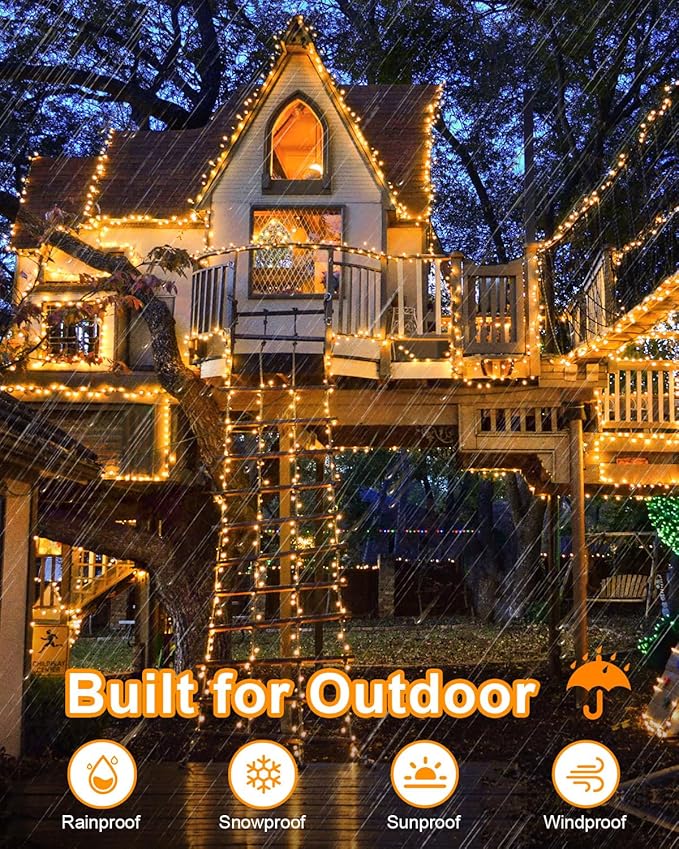 Total 250FT 760 LED Christmas Lights, 2 Packs 380 LED Outdoor String Lights Waterproof, Timer & Memory, 8 Modes Dimmable Plug in Fairy Lights for Tree Outside Xmas Holiday Decorations,Warm White