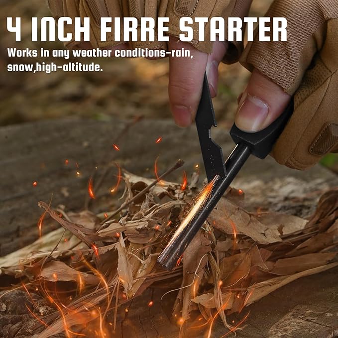 Survival Knife with Fire Starter and Kydex Sheath, 9.7" Full Tang Fixed Blade Hunting Knife with G10 Handle for Bushcraft,Outdoor, Hunting,Fishing,Camping
