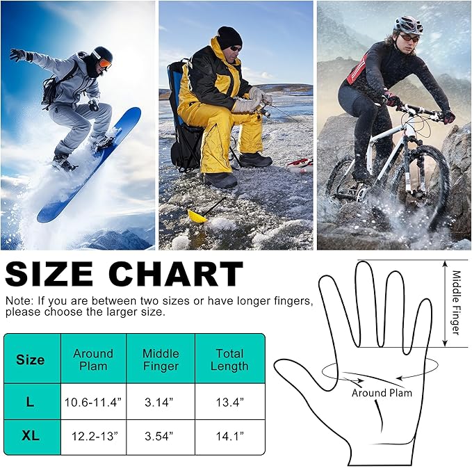 Spring Electric Rechargeable Battery Heated Gloves - Waterproof Touchscreen for Outdoor Sports, Hiking, Skiing, Running, Work