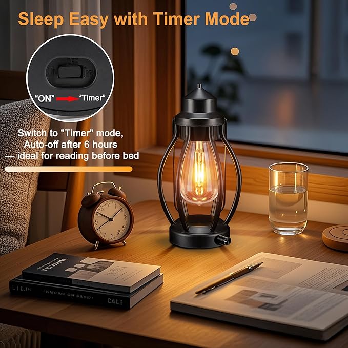 pearlstar Lantern Rechargeable Lamps Decorative Outdoor & Indoor, 2 Pack Vintage Portable LED Lanterns with Fully Dimmable Modes, Camping Lamp Outdoor Lantern for Table Patio Garden Yard Pathway Porch