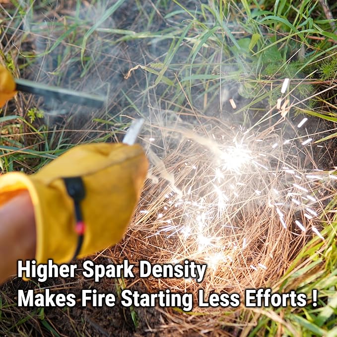 Classic Heavy-Duty Super-Duty Ferro Rod Fire Starter with Premium Ferrocerium Rod Superb Carbon Alloy Steel Striker 550 Paracord Lanyard Handle for Camping Emergency Survival Hiking BBQ EDC