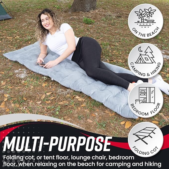 Vaygway Outdoor Camping Cot Pads Mattress- Soft Comfortable Lightweight Thick Cotton Sleeping Cot- Portable Hiking, Traveling, Backpacking Waterproof Bottom Pad Mattress