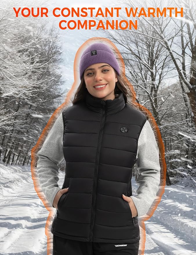 Women Heated Vest with Battery Pack Included, 15-Zones Electric Heating Vests Lightweight 7.4V for Outdoor Hiking