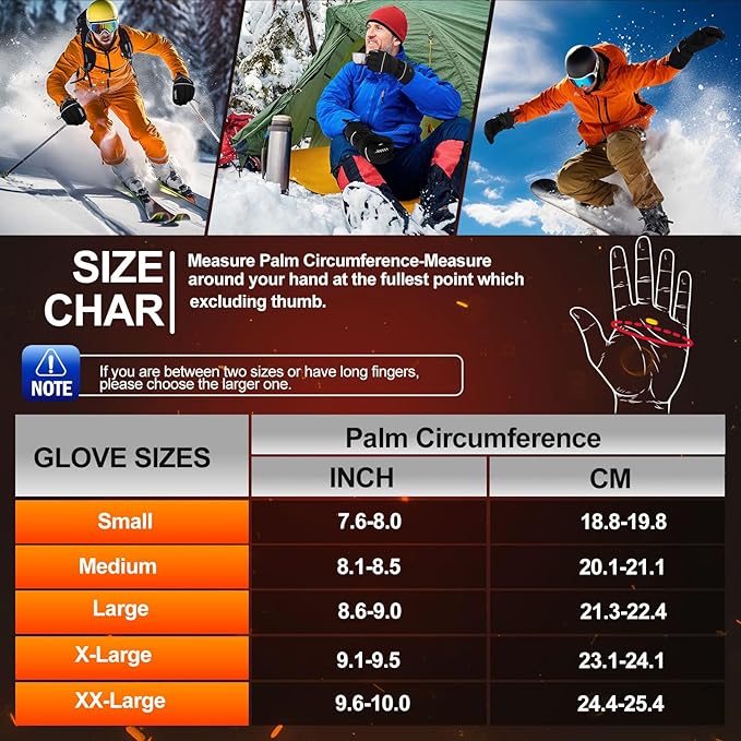 Heated Gloves for Men Women Rechargeable Electric Gloves 7.4V 3200mAh Battery Powered, Waterproof Windproof Thermal Gloves Ideal for Snow Sports, Camping & Skiing Raynaud's Arthritis