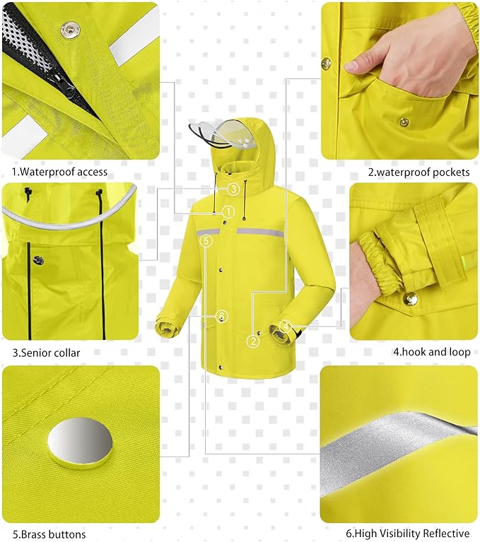 iCreek Rain Suit Waterproof Jacket and Trouser Suit Raincoat for Men and Women Outdoor All-Sport Breathable Anti-storm