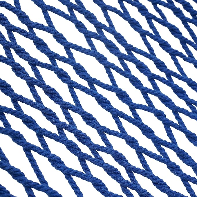 Lazy Daze Hammocks 12FT Double Rope Hammocks, 2 Person Hand Woven Cotton Hammock with Spreader Bar for Outdoor, Indoor, Patio, Poolside, FIT 13-15 Foot Stand, Max 450 Lbs, Blue, 141 x 57 inches