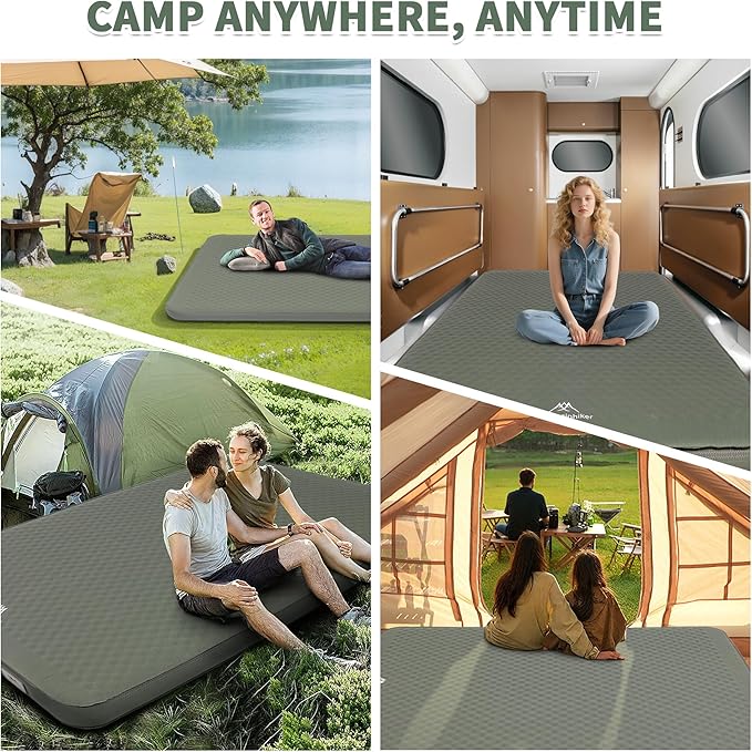 Self Inflating Double Sleeping Pad with Foam and Electric Pump,Innovative Y-Shaped Telescopic Structure,4.3" Thick Ultraportable Camping Mattress,Outdoor Compact Air Mat for Tent Car(4.2*79*55 inch)