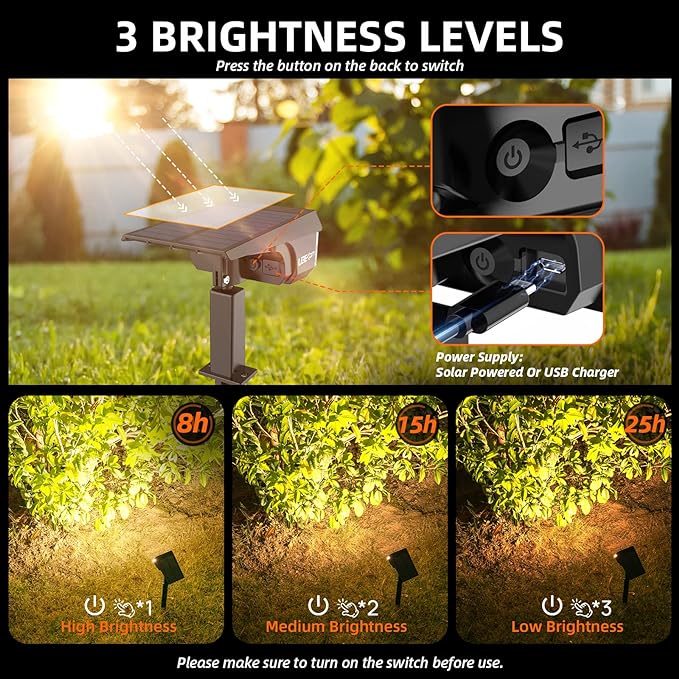 Solar Spot Lights Outdoor Landscape Lights, 40 LEDs Landscape Spotlights Outdoor Waterproof Auto On/Off Solar Garden Light, Outdoor Solar Light for Yard Palm Trees Driveway Patio Pool