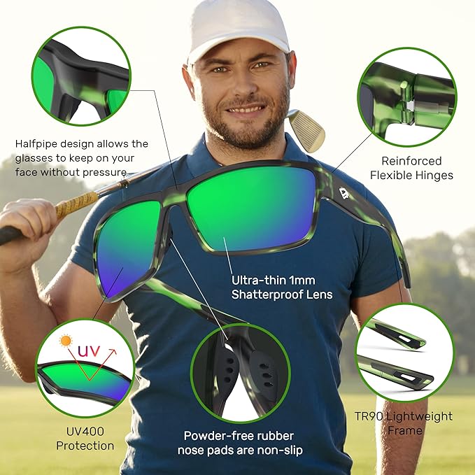 TOREGE Polarized Sports Sunglasses for Men and Women Cycling Running Golf Fishing Sunglasses TR26