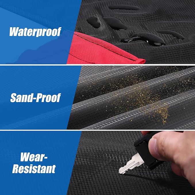 Odoland Beach Picnic Blanket, 43.3" x 27.5" SandProof Waterproof Outdoor Pocket Blanket with Portable Bag, Foldable Lightweight Sand Free Beach Mat for 1 People Hiking, Camping, Travel, Black