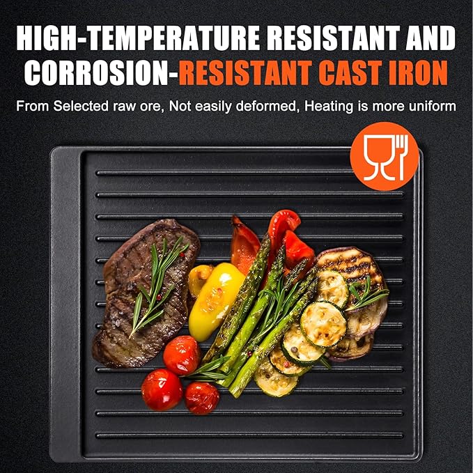 Criditpid Grill Replacement Parts for Broil King Crown & Signet Series, 15” x 12.8” 2-in-1 Reversible Pre-Seasoned Cast Iron Cooking Griddle for Gas Stove, Electric, Charcoal, Propane, Gas Grill