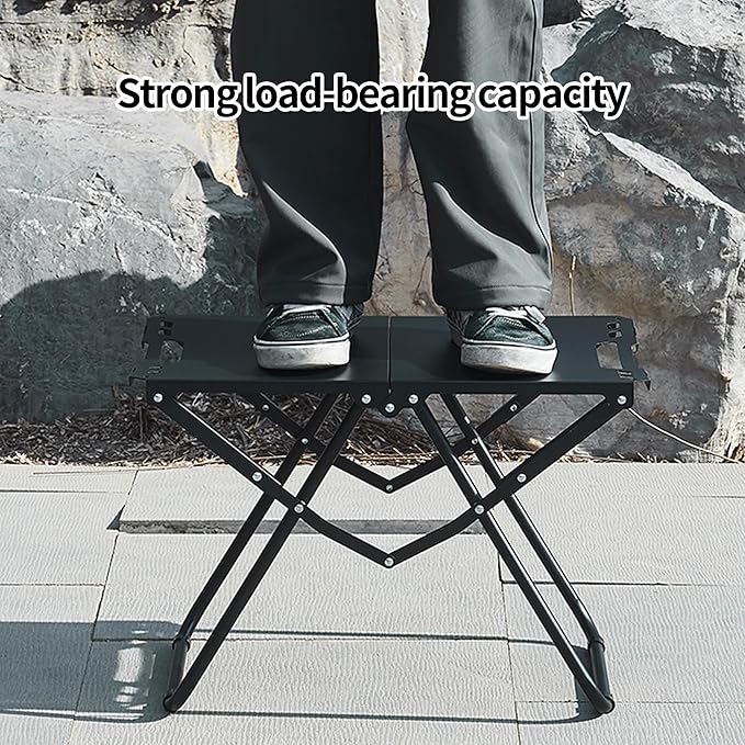 Metal Portable Tactical Camping Table, Foldable Lightweight Small Table with Storage Bag, Durable Carbon Steel Outdoor Picnic Table, Perfect for Fishing, Hiking and BBQ
